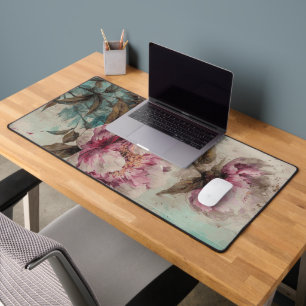 Painted Peonies - Mouse Pad, Desk Mat, Office Mat