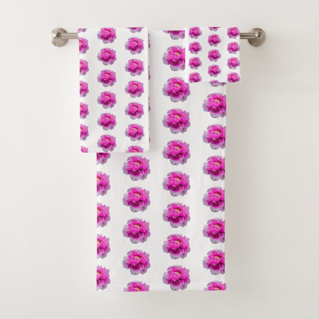 Painted Peony Bath Towel Set (Insitu)