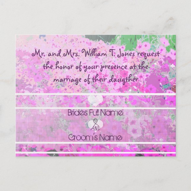 Painted Petunias Wedding Invitations (Front)