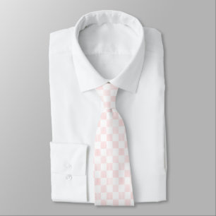 Painted Pink and White Check Chequerboard Pattern Tie