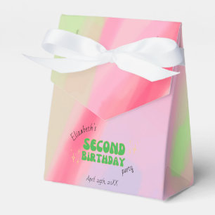 Painted Pink Balloon Animal 2nd Birthday Party Favour Box