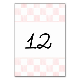 Painted Pink Checkerboard Pattern Wedding Table Number
