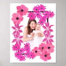 Painted Pink Flowers Frame Photo