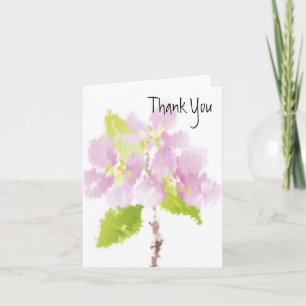 Painted Pink Flowers Thank You Card