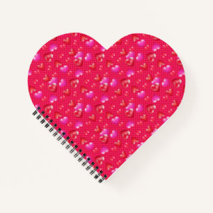 Painted Pink Hearts on Red Dotted   Valentine's Notebook