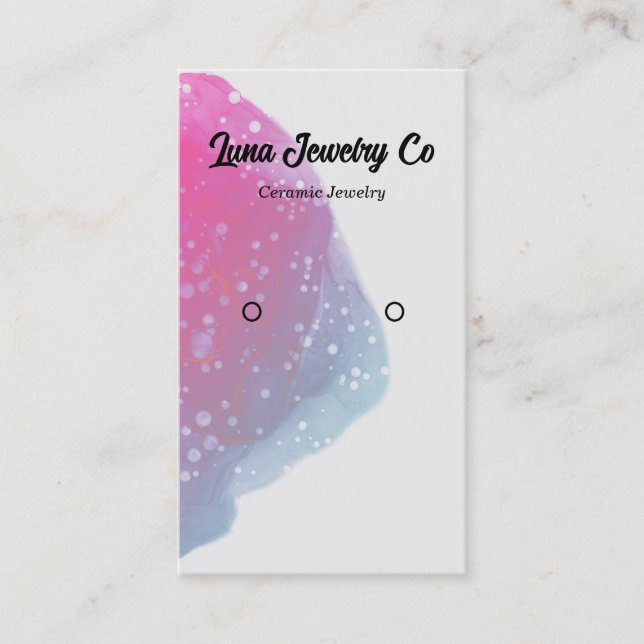 Painted Pink Rainbow Jewellery Earring Business Ca Card (Front)