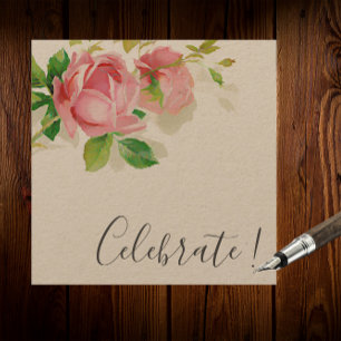 Painted Pink Roses in Vintage style Invitation