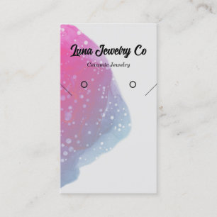 Painted Pink Splatter Necklace Earring Jewellery  Business Card