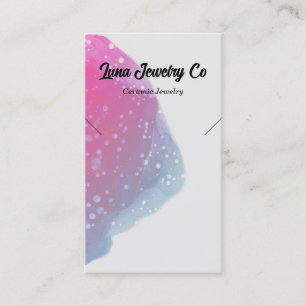 Painted Pink Splatter Necklace Handmade Jewellery  Business Card