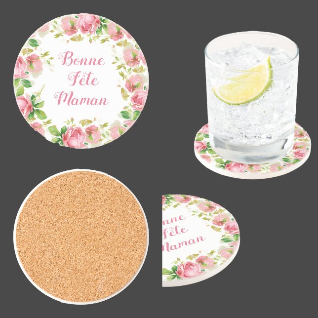 Painted Pink vintage roses -  French Mother's Day Coaster (Creator Uploaded)