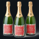 Painted Plaid Christmas Script Sparkling Wine Label<br><div class="desc">Traditional Christmas painted red,  green and beige plaid pattern,  bottle labels. Design features,  Merry Christmas script and template text line for your name.</div>