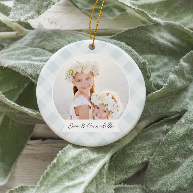Painted Plaid Double Sided Personalised Photo Ceramic Tree Decoration (Creator Uploaded)