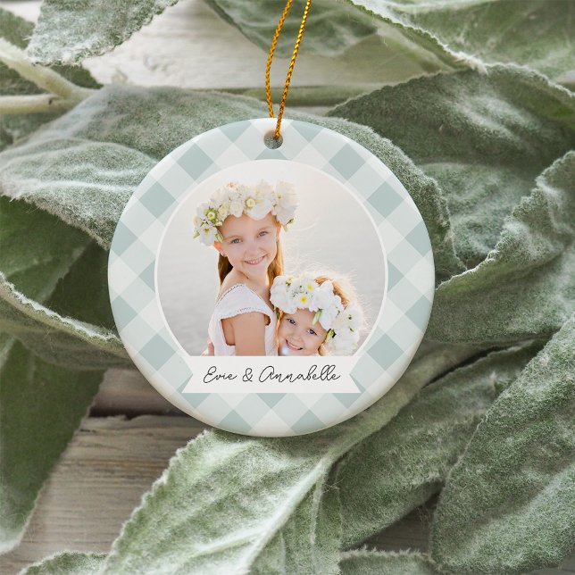 Painted Plaid Double Sided Personalised Photo Ceramic Tree Decoration (Creator Uploaded)