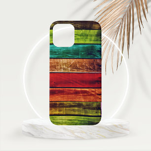 Painted Planks of Wood in Red Green Teal and More iPhone 15 Case