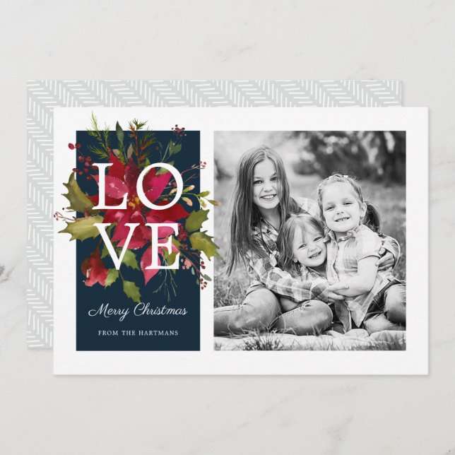 Painted Poinsettias | Photo Holiday Card (Front/Back)