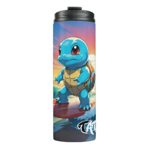 Painted Pokémon Squirtle Surfing Travel Mug