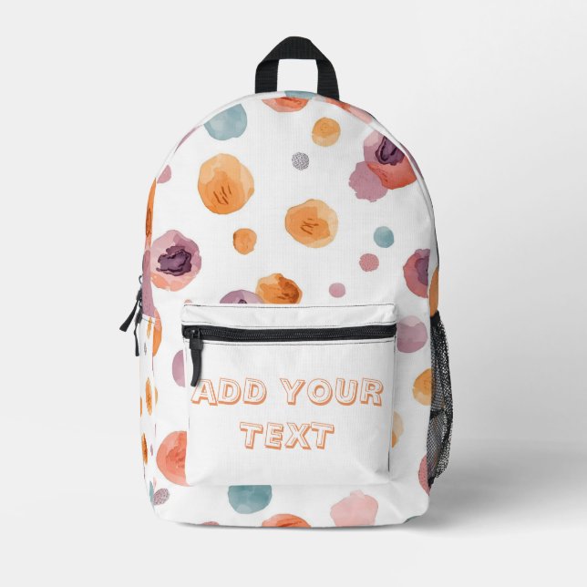 Painted Polka Dot Backpack  Personalised with text (Front)