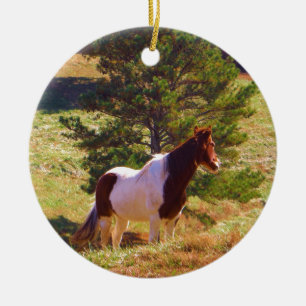 Painted Pony  by the Pine Ceramic Tree Decoration