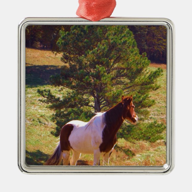 Painted Pony  by the Pine Metal Tree Decoration (Front)
