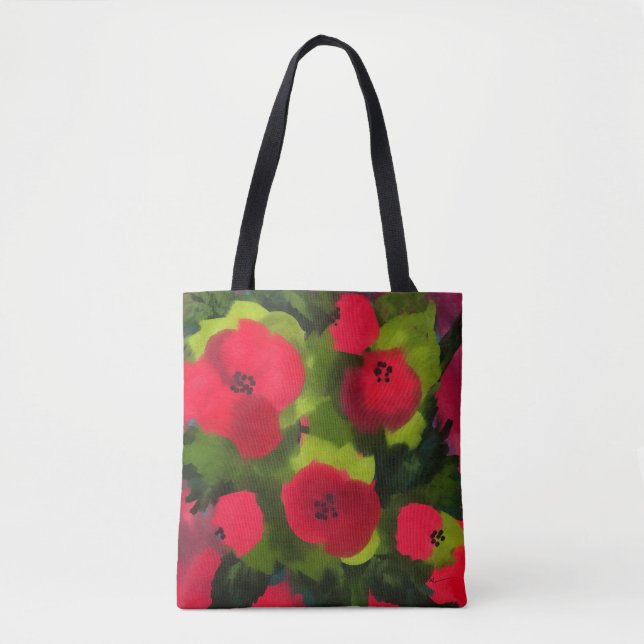 Painted Poppies | Floral Art Tote Bag (Front)