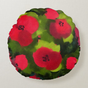 Painted Poppies   Perfect Floral Art Round Cushion