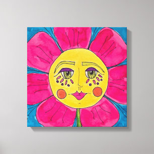 Painted Poppy Flower Girl Canvas Art
