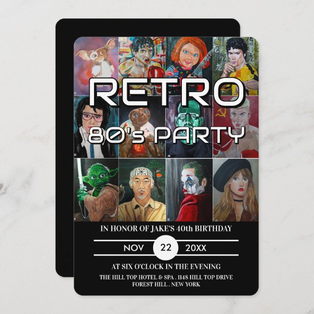 Painted Portraits by Alfred Fox - Retro Party Invitation (Front/Back)