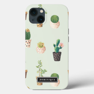 Painted Pots with Succulents & Cacti Pattern iPad iPhone 13 Case