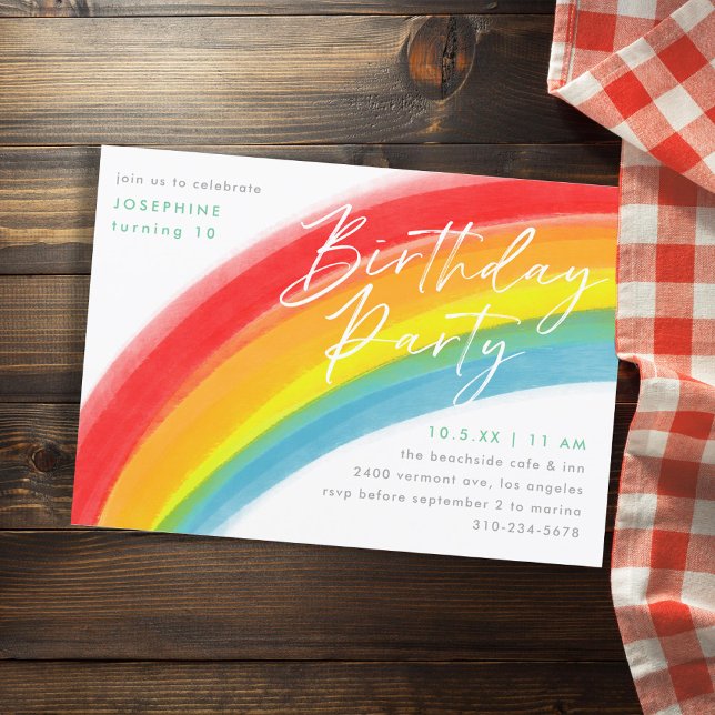 Painted Primary Rainbow Birthday Party Invitation (Creator Uploaded)