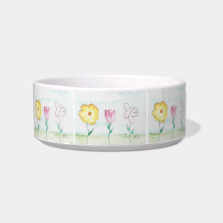 Painted Primitive Flowers Bowl