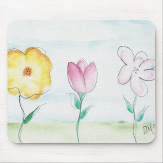 Painted Primitive Flowers Mouse Pad