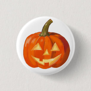 Painted Pumpkin Face 3 Cm Round Badge