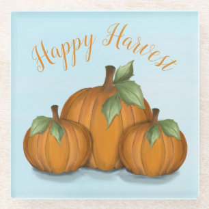 Painted Pumpkins Glass Coaster