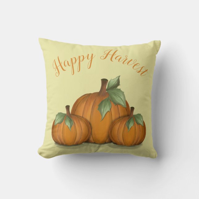 Painted Pumpkins Throw Pillow (Front)
