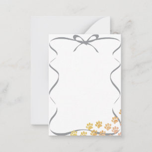 Painted Puppy Paw Prints Ribbon Blank Card