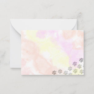 Painted Puppy Paw Prints Watercolor Card