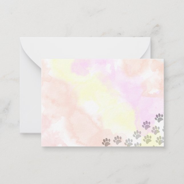Painted Puppy Paw Prints Watercolor Card (Front)