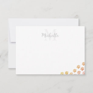 Painted Puppy Paw Prints Watercolor Custom Name Card