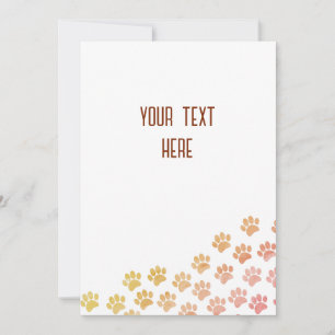 Painted Puppy Paw Prints With Custom Text Card