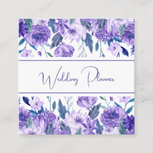 Painted Purple Floral Square Business Card