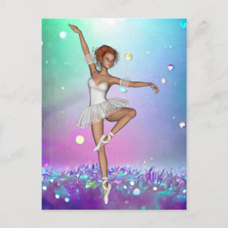 Painted Purple Grass Background & Ballerina Postcard