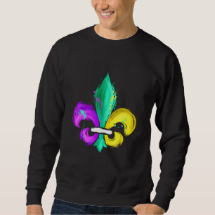 Painted Purple Green And Golden Fleur De Lis For M Sweatshirt