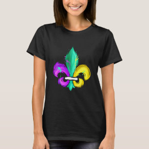 Painted Purple Green And Golden Fleur De Lis For M T-Shirt