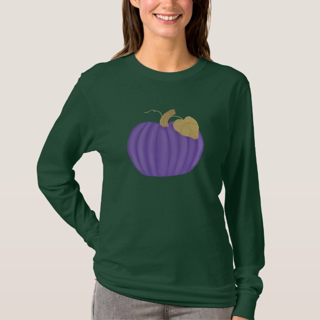 Painted Purple Pumpkin with gold leaf  t shirts (Front)