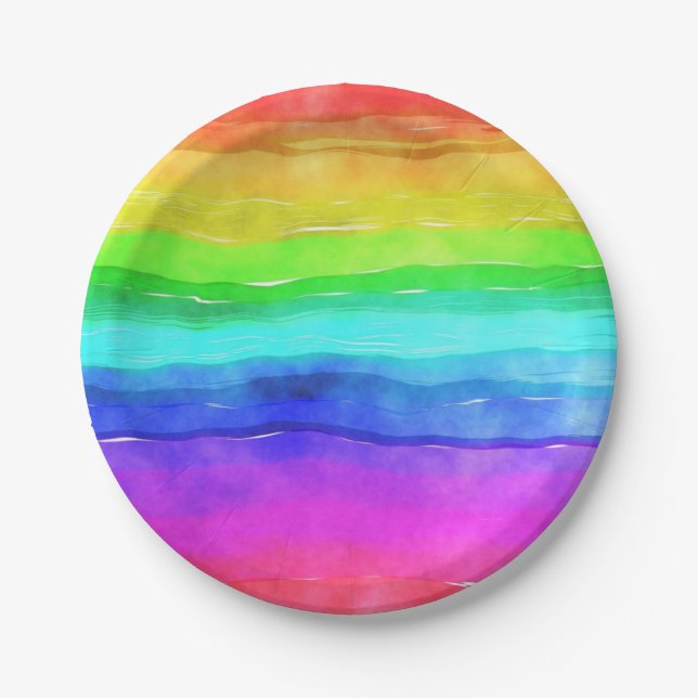 Painted Rainbow Paper Plate (Front)