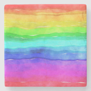 Painted Rainbow Stone Coaster