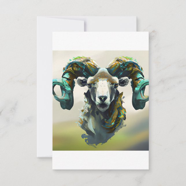 Painted Ram Thank You Card (Front)