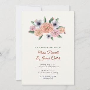 Painted Ranunculus and Anemone Wedding Invitation