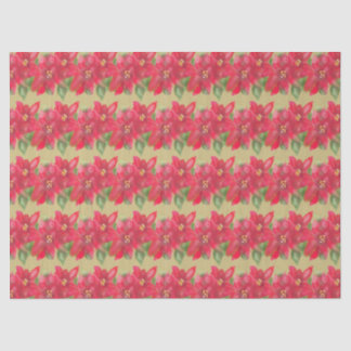 Painted Red and Green Poinsettia Christmas Design Tissue Paper