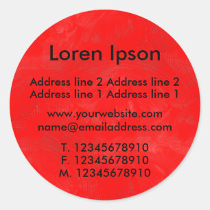 Painted Red Business / Profile Classic Round Sticker